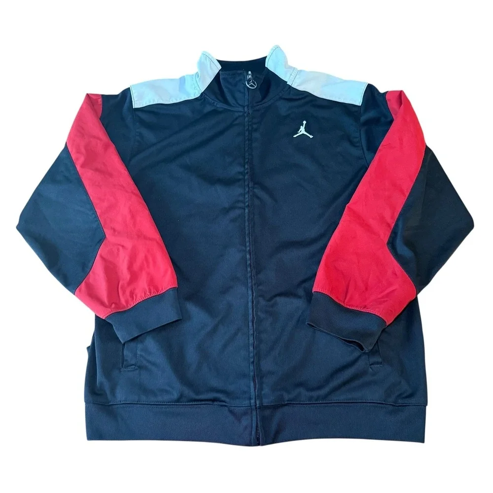 Jordan Track Jacket Full Zip Black Red‎ Gray Jumpman Logo Mens Medium